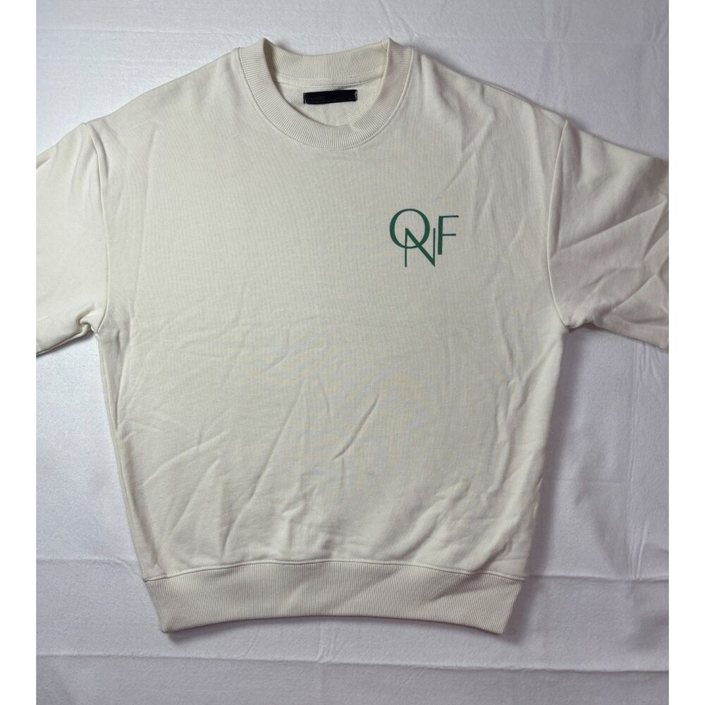 OAK + FORT Short Sleeve Sweatshirt Cream Off White Graphic Logo Prep Women XS